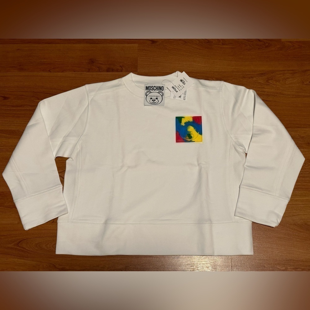 MOSCHINO bear label sweatshirt in white